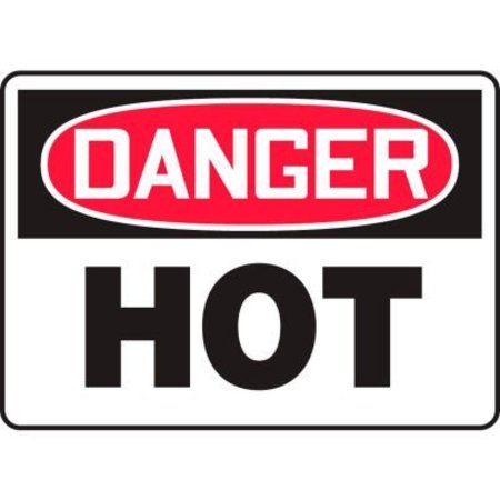 ACCUFORM Accuform Danger Sign, Hot, 10inW x 7inH, Aluminum MCPG019VA